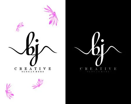 Bj, jb handwriting script letter logo design vector Stock Illustration