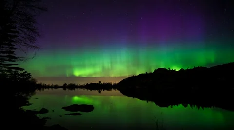 Bjoergvin | Aurora dancing over Storevatnet Stock Footage 64455843