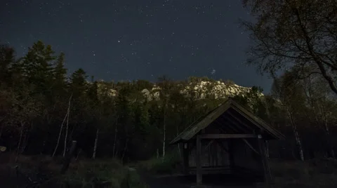 Bjoergvin | Stars behind the Mountain Stock Footage 64448293