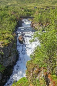 The Bjoreio River with bridge Stock Photos