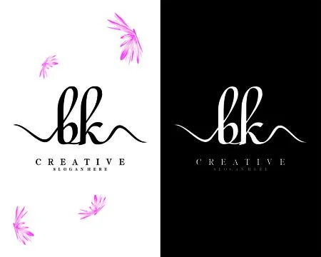 Bk, kb handwriting script letter logo design vector Illustrazione stock