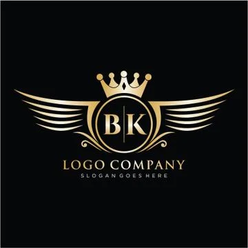 BK Letter Initial with Royal Wing Logo Template. Stock Illustration