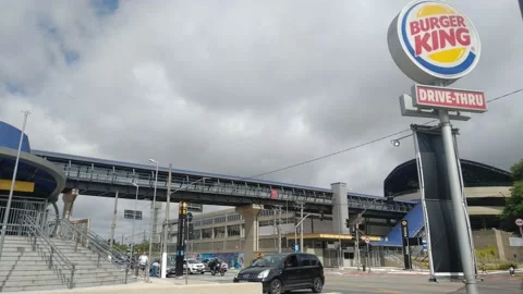 BK restaurant store in front of metro station Vila Sonia in Sao Paulo. 20211 Stock Footage 167764608