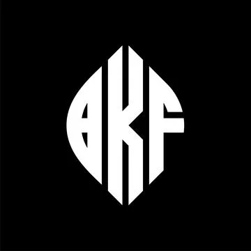 BKF circle letter logo design with circle and ellipse shape. BKF ellipse lett Stock Illustration