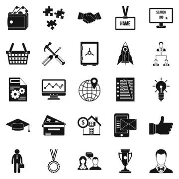 Bkg icons set, simple style Stock Illustration