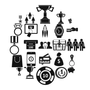Bkg icons set, simple style Illustrazione stock