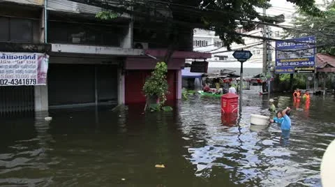 BKK Noi flood 0983 Stock Footage 20847142