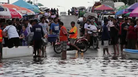 BKK Noi flood 1 Stock Footage 20923040