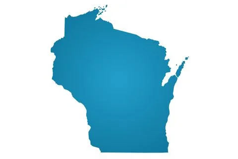 Bl color Wisconsin map, solid map 스톡 일러스트