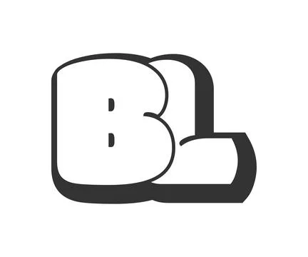 BL logo, bubble comic lettering, rounded in graffiti style black and white .. Stock Illustration