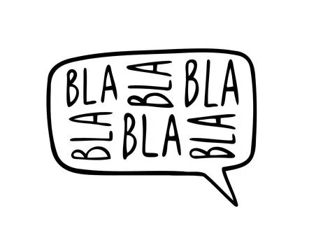 Bla bla bla doodle Speech bubble lettering iconHand drawn sketch Cartoon doodle Stock Illustration