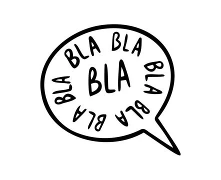 Bla bla bla doodle Speech bubble lettering iconHand drawn sketch Cartoon doodle Stock Illustration