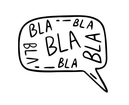 Bla bla bla doodle Speech bubble lettering iconHand drawn sketch Cartoon doodle Stock Illustration