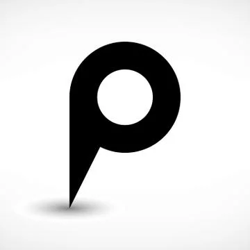 Blabk map pin flat location sign blank circle icon Stock Illustration