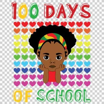 Black 100 Days Of School Text with pattern heart Ilustração Stock