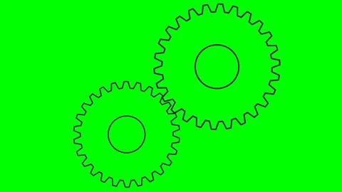 Black 2 gears line green Stock Footage 251865638