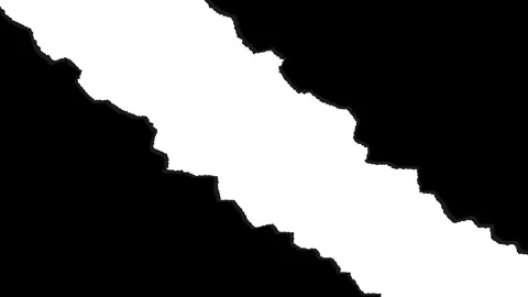 Black 2 pieces torn paper stop motion transition animation opening and closing. Vídeos de archivo 321315088