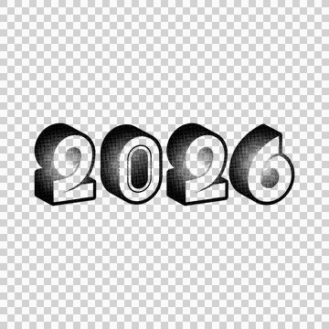 Black 2026 new year text number halftone style design Stock Illustration
