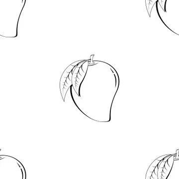 Black 2d mango fruit contour abstract on white background Stock Illustration