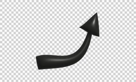 Black 3D arrow pointing up isolated on white background for business growth.. Stock Illustration