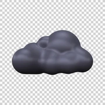 Black 3d cloud in cartoon style. Stock Illustration