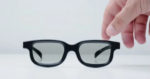 Black 3d glasses on a white background Stock Footage 140235695