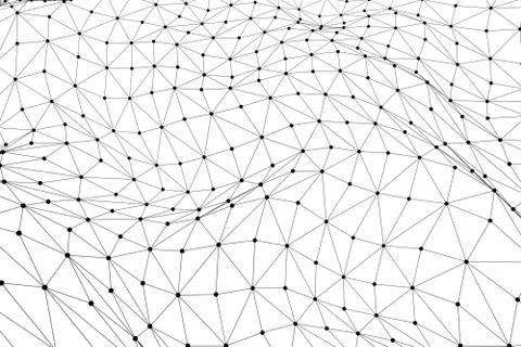 Black 3D low poly wireframe mesh - network or cyber internet concept Stock Illustration