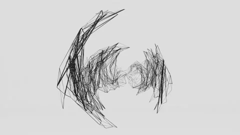 Black 3D mesh moves and deforms against a white background. looped animated back Stock-Footage 155900517