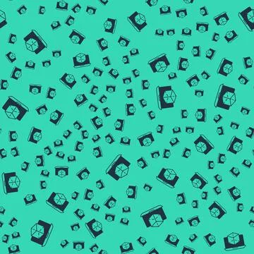 Black 3d modeling icon isolated seamless pattern on green background. Augmented 스톡 일러스트