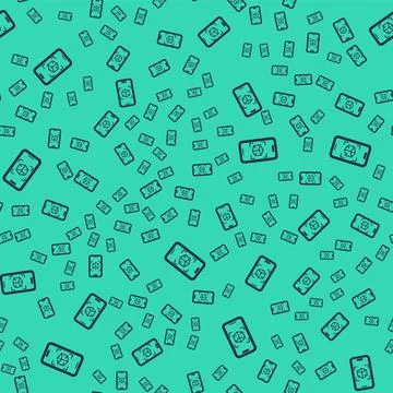 Black 3d modeling icon isolated seamless pattern on green background. Augmented 스톡 일러스트