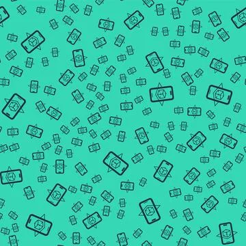 Black 3d modeling icon isolated seamless pattern on green background. Augmented Illustrazione stock