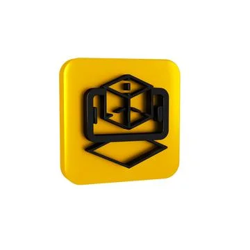 Black 3d modeling icon isolated on transparent background. Augmented reality  Stock Illustration
