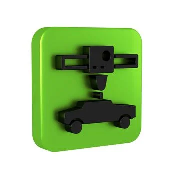 Black 3D printer car icon isolated on transparent background. 3d printing. .. Stock Illustration