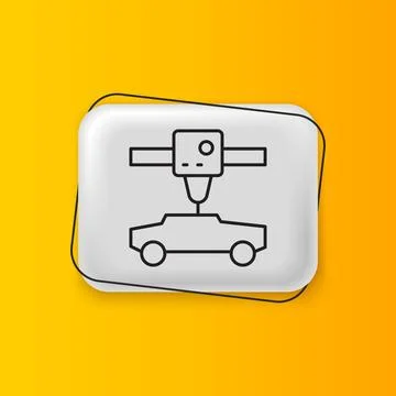 Black 3D printer car icon isolated on yellow background. 3d printing. Silve.. 스톡 일러스트