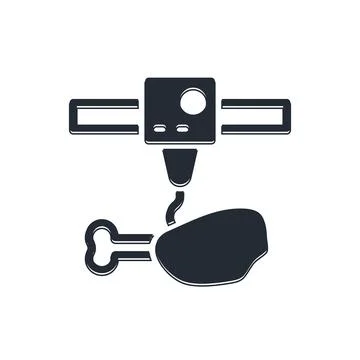 Black 3D printer chicken leg icon isolated on white background. 3d printing.. Stock Illustration
