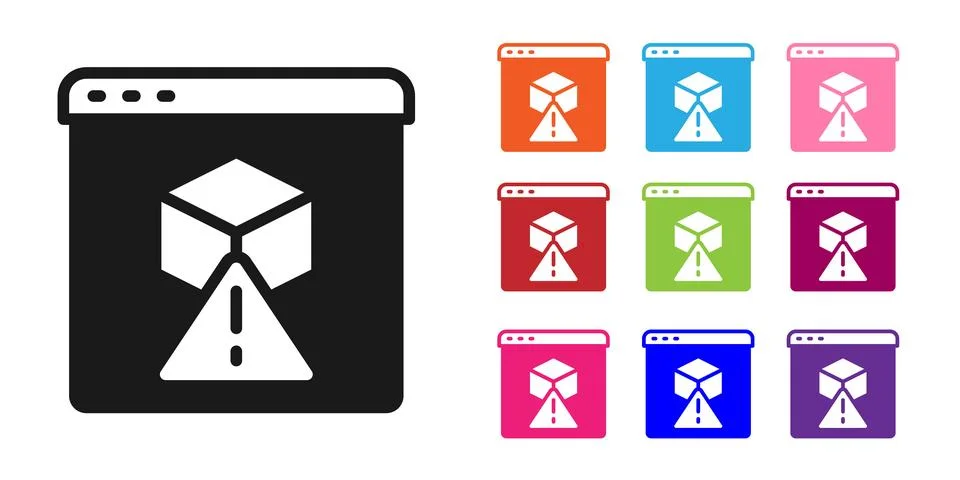 Black 3D printer icon isolated on white background. 3d printing. Set icons Stock Illustration