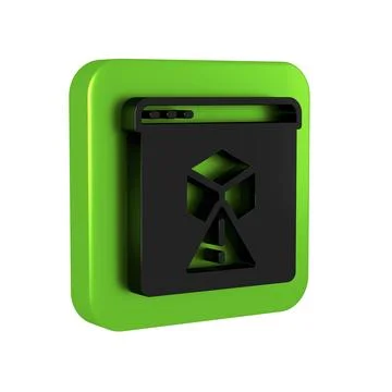 Black 3D printer icon isolated on transparent background. 3d printing. Gree.. Illustrazione stock