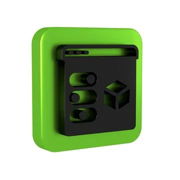 Black 3D printer icon isolated on transparent background. 3d printing. Gree.. Stock Illustration