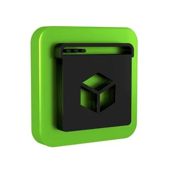 Black 3D printer icon isolated on transparent background. 3d printing. Gree.. Stock Illustration