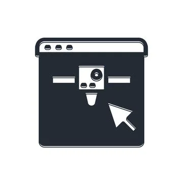 Black 3D printer setting icon isolated on white background. 3d printing.  V.. Stock Illustration