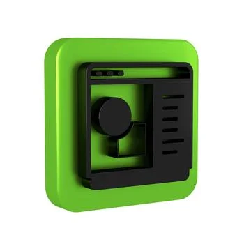 Black 3D printer software icon isolated on transparent background. 3d print.. Stock Illustration