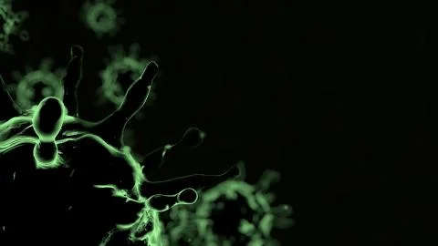 Black 3D rendering on black background outbreak of coronavirus and flu Stock Illustration