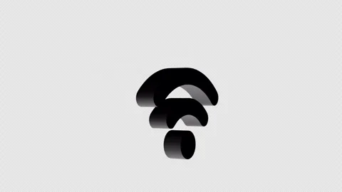 Black 3D Rotating Wifi Wireless Signal Icon Stock Footage 334262953
