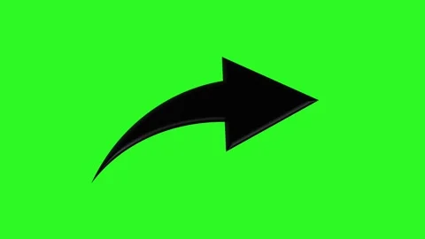 A black 3D share icon or curved arrow wobbling on a green screen background. Video stock 319389667