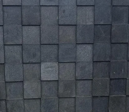 Black 3D Stone Wall Texture  Andesite Tile Geometric Pattern Stock Photos