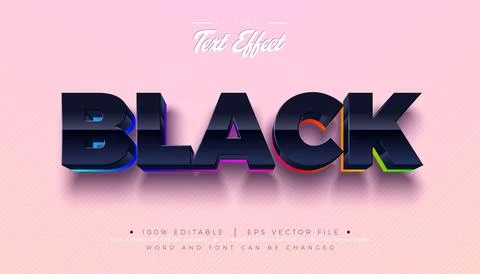 Black 3D Text Effect Design Editable and Scalable Vector Graphic Style Effect Illustrazione stock