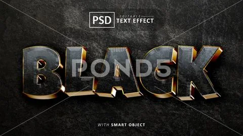 Black 3d text effect editable Modello PSD