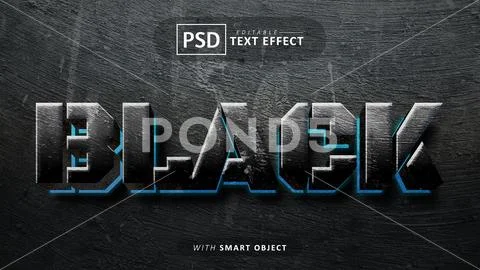 Black 3d text effect editable PSD Template