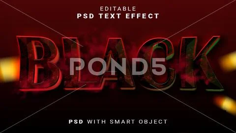 Black 3d Text Effect Editable PSD PSD Template