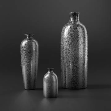 Black 3d vase set Stock Illustration